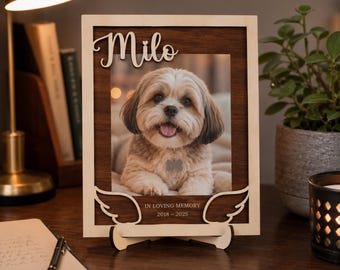 Pet Memorial Picture Frame, Personalized Dog Memorial Frame, Pet Loss Gift, Custom Pet Photo Frame, Dog Sympathy Gift