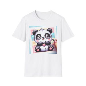 Bonita camiseta gráfica de panda, adorable camiseta de animal para niños y adultos, regalo perfecto para cumpleaños, días festivos y uso diario, camiseta suave