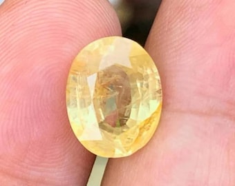 Natural Unheated Ceylon yellow Sapphire loose stone, AIG-certified oval loose gemstone, September birthstone, loose gem jewelry gift for her