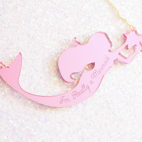 Mermaid. Pink mermaid jewelry. gifts for her. mermaid necklace. pink necklace. gifts for mermaids. beach jewelry. little mermaid. bestfriend