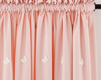 Panel de cortina bordado con mariposas | Habitación infantil | Tamaño personalizado