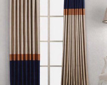 Panel de cortina con bloques de color | Tamaño personalizado | Tratamiento moderno para ventanas