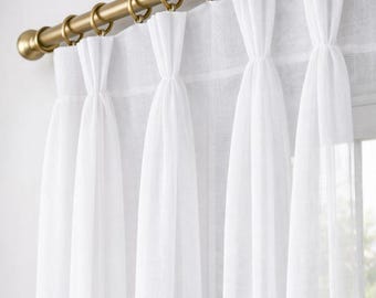 Cortina blanca transparente | Filtra la luz | Opción de pliegues pellizcados