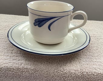 Two LENOX Chinastone Poppies on Blue Coffee Mugs and one Saucer