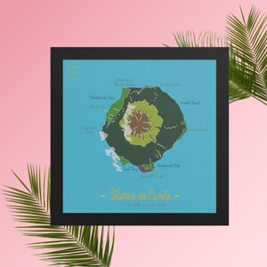 Impression de carte minimaliste Tristan da Cunha - Poster d'une île isolée, tons clairs de l'océan, décoration de voyage, art mural géographie