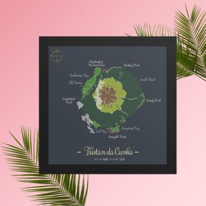 トリスタンダクーニャのヴィンテージマッププリント - 離島地図アート、ミニマリストポスター、旅行ギフト、地理壁装飾
