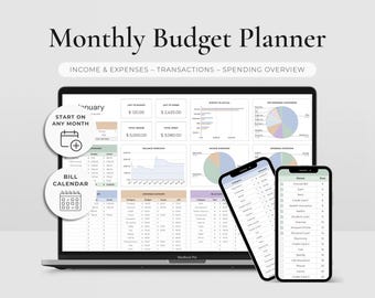 Monthly Budget Spreadsheet Google Sheets Beginner Budget Template Bill Calendar Personal Finance Dashboard Expense Tracker Financial Planner