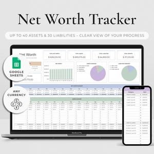 Net Worth Tracker Spreadsheet Google Sheets Annual Net Worth Planner Personal Finance Dashboard Spreadsheet Assets Liabilities Template Plan