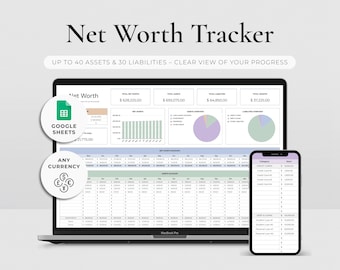 Net Worth Tracker Spreadsheet Google Sheets Annual Net Worth Planner Personal Finance Dashboard Spreadsheet Assets Liabilities Template Plan