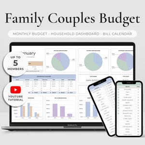 Family Couples Budget Spreadsheet Google Sheets Monthly Budget Template Household Beginner Budget Planner Bill Calendar Expense Tracker