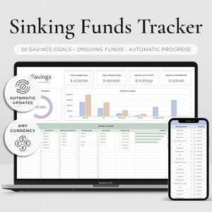 Savings Tracker Spreadsheet Google Sheets Sinking Funds Planner Savings Money Goal Tracker Sheet Personal Finance Spreadsheet Template Plan