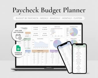 Paycheck Budget Template Google Sheets Biweekly Budget Spreadsheet Weekly Beginner Budget Planner Monthly Paycheck Budgeting Bill Tracker