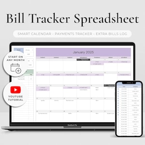 Bill Tracker Spreadsheet Google Sheets Bill Calendar Monthly Bill Organizer Payment Planner Subscription Tracker Template Financial Planner