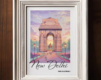 New Delhi India Gate Print, Vintage Travel Poster (Digital Download)