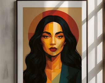 Geometric Woman Portrait, Bold Modern Art Print (Digital Download)