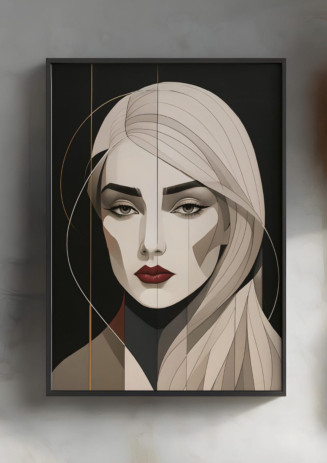 Minimalist Woman Portrait Print, Modern Black and White Art (digital ...