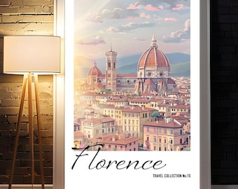 Florence Italy Travel Poster, Vintage Italian Architecture Art (Digital Print)