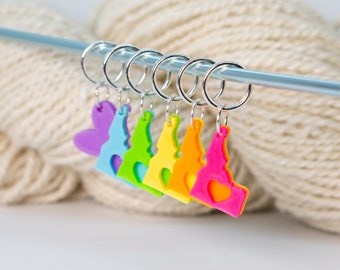 set of six handmade stitch markers : gem state love