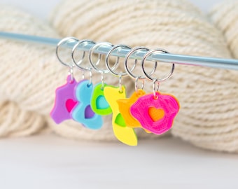 set of six handmade stitch markers : aloha love