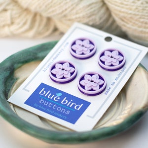 set of 4 buttons : 20mm purple and lavender lotus
