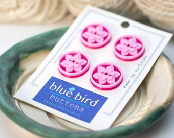 set of 4 buttons : 20mm pink lotus
