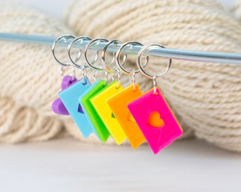 set of six handmade stitch markers : peace garden love