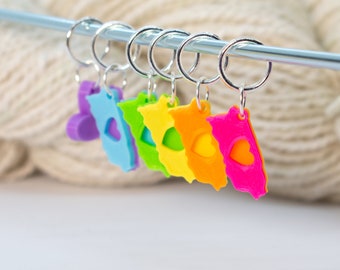 set of six handmade stitch markers : island of enchantment love