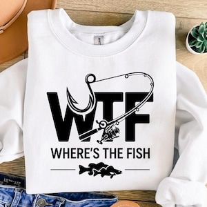 WTF Var är fisken SVG PNG Bundle-fil Rolig fiske pappa skjorta present fiskekrok Svg sarkastisk fisk Design Cricut Silhouette Print ClipArt