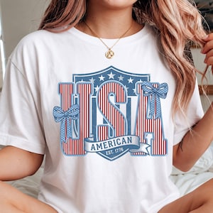 Patriotic Seersucker Bows PNG Svg, Vintage USA Clipart  Americana Women Stars Dtf 4th of July Sublimation Design Retro USA Girl Cricut File