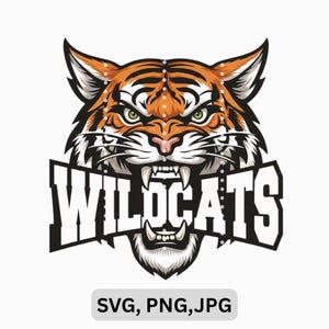 Wildcats SVG PNG Files Tiger Head Design Vactor Art Roaring Tiger Face Graphic Svg Wildlife Shirt Sublimation Cricut File Digital Download