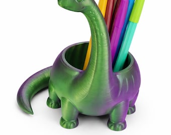 Dinosaur Pen Holder – Cute Dino Desk Organizer – Kids Pencil Holder – Dinosaur Desk Decor – Teacher Gift – 3D Printed Desk Accessory