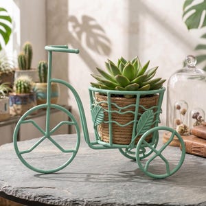 Blomkruka i vintagestil för cykel – 3D-tryckt dekorativ trehjulingskruka för suckulenter