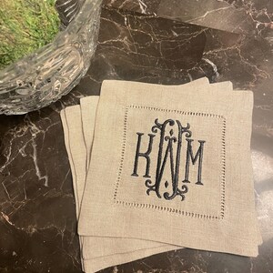 Personalized, Embroidered Set of 4 Cocktail Napkins