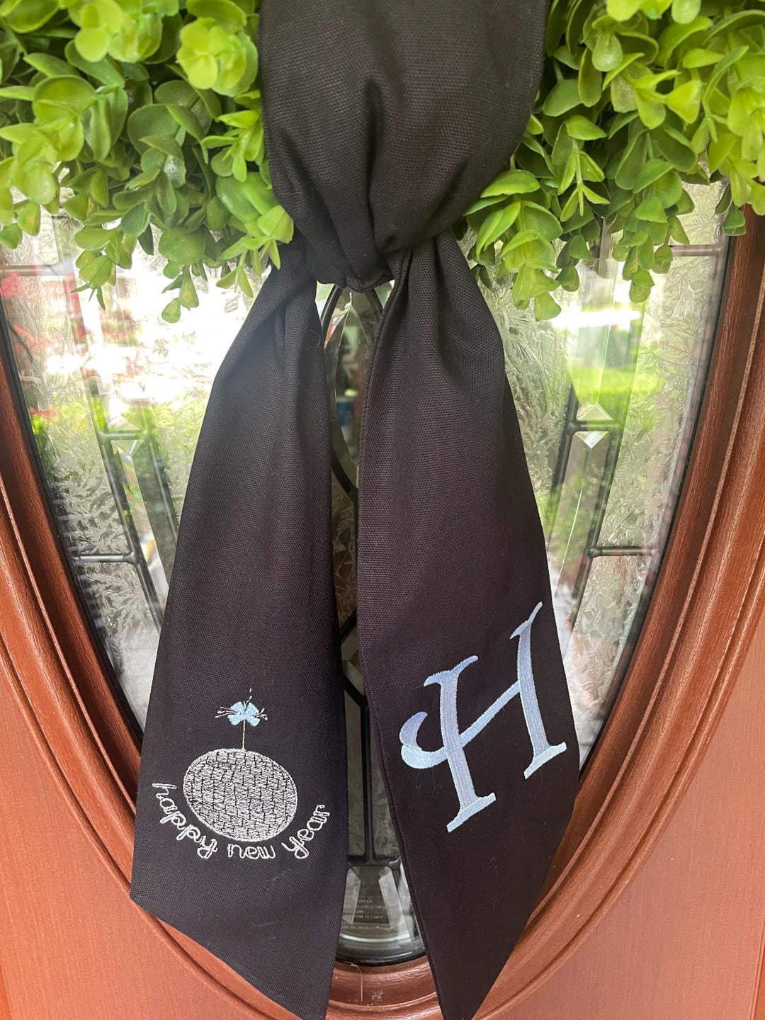 Personalized, Embroidered Happy New Year Wreath Sash