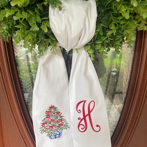 Personalized Christmas Chinoiserie Wreath Sash