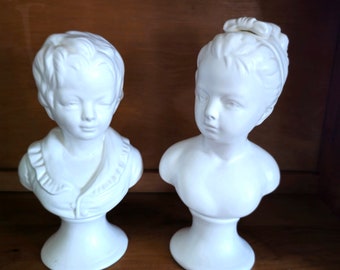 Vintage Napcoware Porcelain Busts Boy & Girl