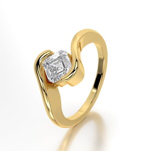 Lab Grown Diamond Asscher Cut Engagement Ring: Minimalist Solitaire