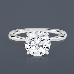 Lab Grown Diamond Engagement Ring: Round Cut, 14K White Gold
