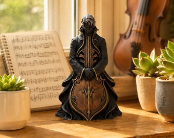 Surreal Cellist Sculpture, Dark Academia Cello Player Statue