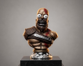 Cartoon Warrior Bust, Funny Gaming Shelf Decor