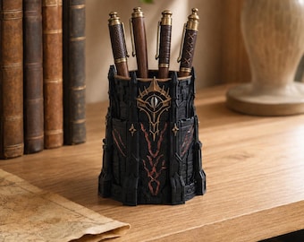 Dark Tower Pencil Holder, Gothic Desk Organizer, Fantasy Office Decor, Gift for Him