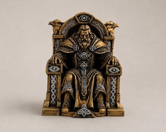 Odin Throne Statue, Norse Mythology Allfather Figurine, Viking Home Decor Gift
