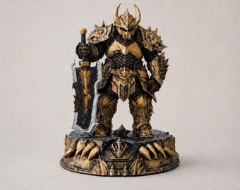 Fantasy Trophy Armor Figure, Armored Hunter Statue for Gaming Room Decor, Collector Gift