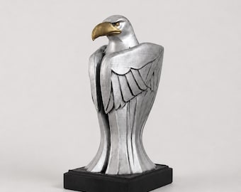 Guardian Eagle Bust, Art Deco Bird Sculpture for Law Office, Executive Gift