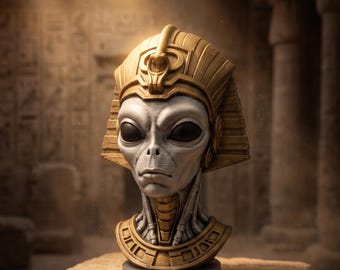 Ancient Astronaut Hand Painted Bust