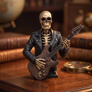 Skeleton Guitarist Bust, Gothic Music Gift