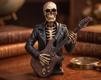 Skeleton Guitarist Bust, Gothic Music Gift