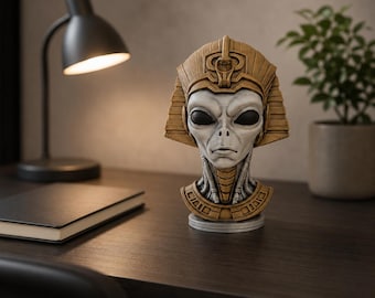 Sumerian God Bust, Ancient Astronaut Figure for Mesopotamian Shelf