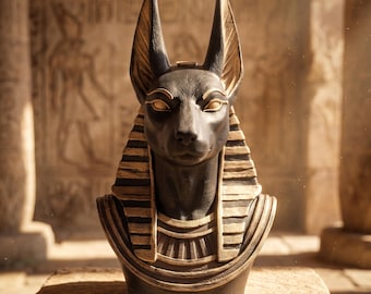 Hand Painted Anubis Bust
