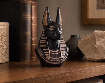 Anubis Statue Bust, Ancient Egyptian God Sculpture, Mythology Statue,